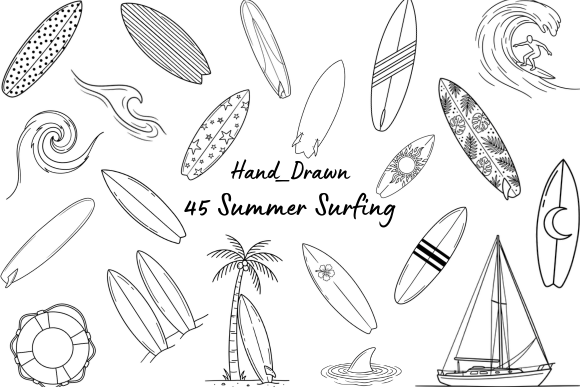 Download 45 Hand Drawn Surfing Clipart Bundle - Drawn Collection